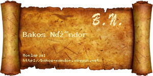 Bakos Nándor névjegykártya