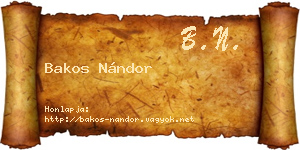 Bakos Nándor névjegykártya